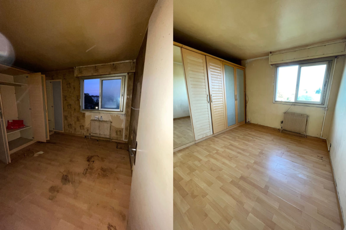 Empty room before and after end-of-lease cleaning by Vanta